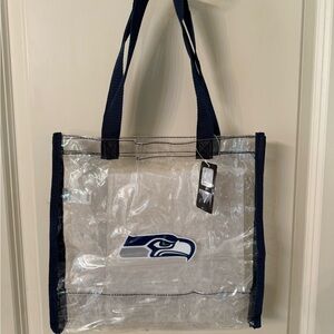 Clear Tote Bag with Navy Blue Straps